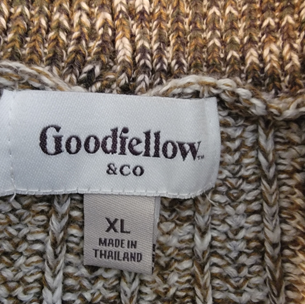 Goodfellow Shawl Collar Grandpa Button Cardigan Brown,Cream Evergreen Size XL - Picture 6 of 9